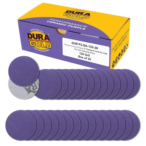 Miniatura 15 de Dura-Gold Discos de lijado de cerámica de película morada de grano 180 prémium de 2 pulgadas, caja de 30 – papel de lija con soporte de gancho