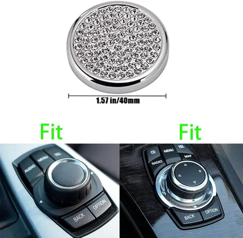 Miniatura 3 de MICROCK Accesorios Brillantes para BMW 1 2 3 5 7 Series X1 X3 X5 X6 Media iDrive Cubierta de Perilla del Botón Interruptor de Control Botón