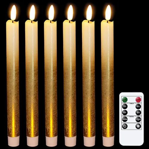 Miniatura 15 de Wondise Velas Cónicas Sin Llama con Control Remoto Temporizador, Candelabros Rojos Cerosos Reales a Batería Velas LED de Mecha 3D para Decoración