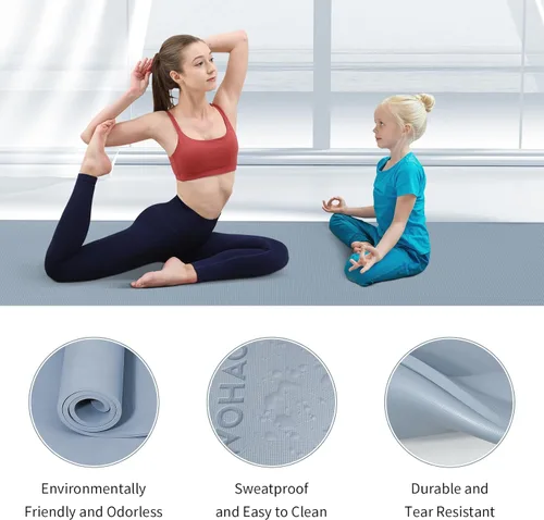 Miniatura 4 de Extra Wide & Thick 8mm Yoga Mat, 72"x31.5" Large Non Slip Exercise Mat, Premium POE Material for Superior Cushioning & Stability, with Strap for