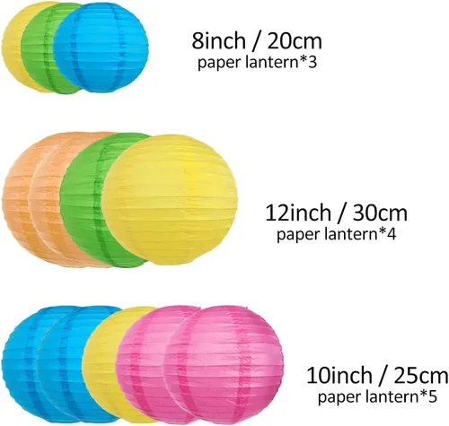 Miniatura 2 de DazzLiteer 12 linternas de papel blanco con luz LED, decoraciones redondas colgantes de papel para cumpleaños, bodas, fiestas, decoración del hogar