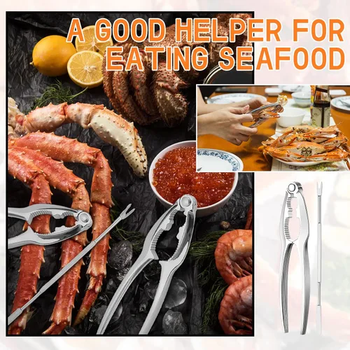 Miniatura 4 de Zhehao Juego de galletas y púas de langosta para fiestas de mariscos, suministros para cenas, herramienta de patas de cangrejo de acero inoxidable