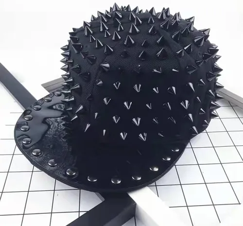 Miniatura 4 de 1 yarda Coser en Spike Stud Remache de espalda plana Punk Rock Trim Cinta de malla Artesanía (negro)