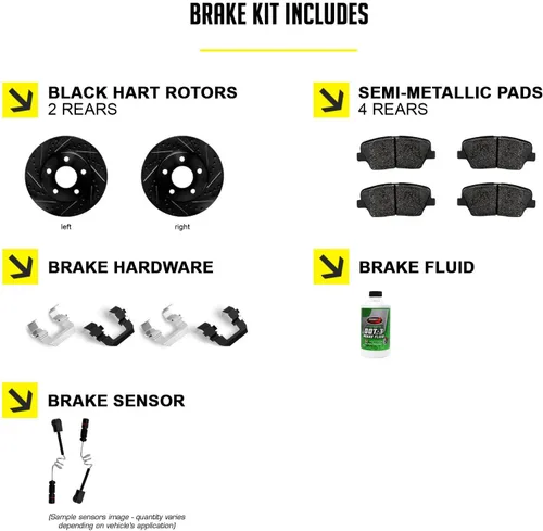 Miniatura 2 de Hart Brakes Kit de frenos y rotores traseros Pastillas de freno traseras Rotores y pastillas de frenos Pastillas de freno y rotores