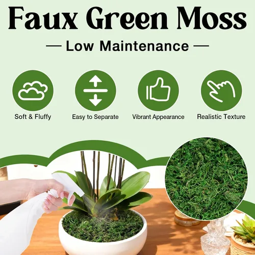 Miniatura 2 de Halatool Musgo verde falso para plantas de interior, 10 onzas de musgo artificial seco para manualidades, jardín de hadas, terrario, artes, 10oz