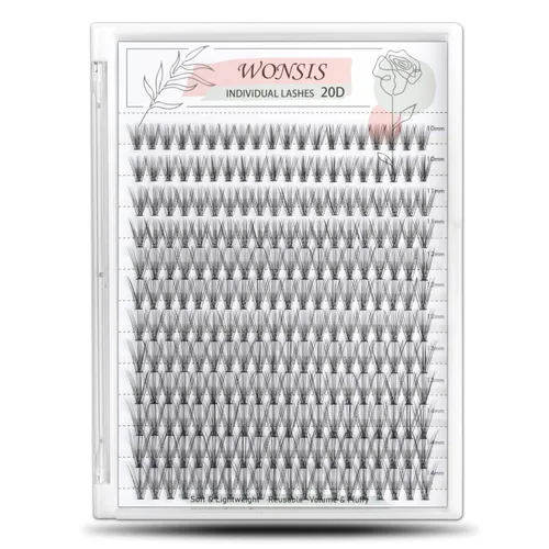 Extensiones de pestañas individuales 20D, pestañas individuales, 240 extensiones de pestañas individuales 20D, extensiones de pestañas suaves y