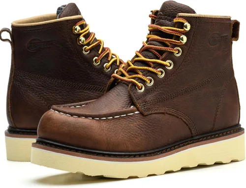 Miniatura 6 de Botas de trabajo para hombre - Botas de trabajo de 6 pulgadas con punta de cuña suave, Botas de trabajo impermeables para hombre
