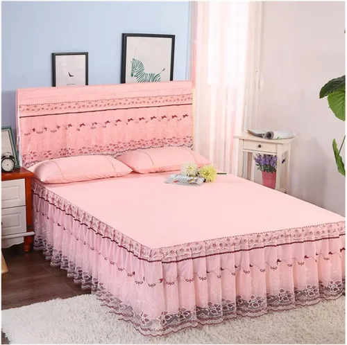 Miniatura 8 de OTBK Falda de cama individual blanca con volantes y borlas, estilo bohemio, falda de cama con encaje, volantes, floral, Shabby Chic juegos de ropa