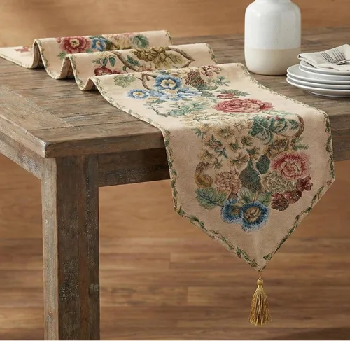 Miniatura 6 de Tache Tapestry - Camino de mesa rústico con diseño floral de campo, 13 x 48 pulgadas
