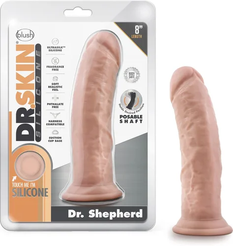Blush Dr. Skin - Juguetes sexuales para adultos – Dr. Shepherd Consolador de silicona vainilla de 8 pulgadas – Polla gruesa curada con platino,