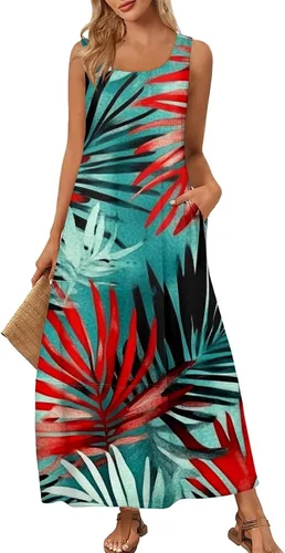 Miniatura 12 de Vestidos de iglesia para mujer 2025, casual, holgado, sin mangas, largo, fluido, vestido de verano con bolsillos