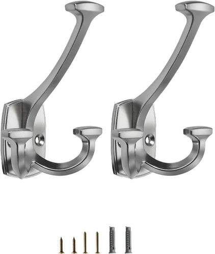 Miniatura 20 de Ganchos de latón antiguos grandes montados en la pared decorativos de doble cara resistentes para colgar abrigos, toallas, batas, bolsos, ganchos