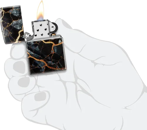 Miniatura 3 de Zippo Fusion Marble Design 540 - Encendedor de bolsillo cromado cepillado con diseño de mármol 540 Mármol de fusión