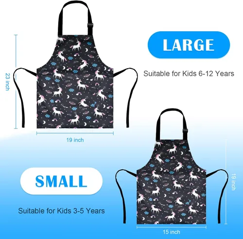 Miniatura 4 de Delantal de Dinosaurio para Niños Varones con Bolsillo, Delantales de Unicornio para Niñas para Cocinar, Pintar, Delantal de Cocina para Niños de 3