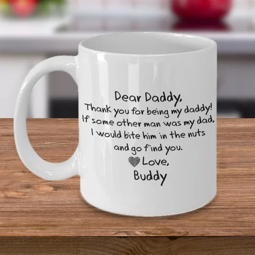 Miniatura 4 de Taza personalizada con texto en inglés «The ORIGINAL!» BITE HIM IN THE NUTS Dog Dad (Dog Dad), regalos divertidos para papá del perro, regalo
