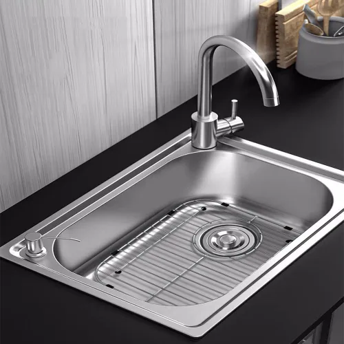 Miniatura 6 de Rejilla para fregadero de cocina de 11-3/4 x 12-1/4 pulgadas, protector de fregadero de cocina resistente con colador integrado y drenaje trasero