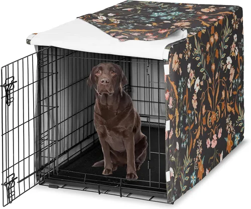 Miniatura 23 de Sweet Jojo Designs Cubierta para jaula de perro de 36 pulgadas (Boho Floral Rosa/Gris) para niñas, cubierta para perrera