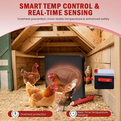 Miniatura 7 de Placa calefactora para pollos de 200 W, placa radiante ajustable 2 en 1 para pollitos y aves de corral, termostato inteligente, 16 x 12 pulgadas