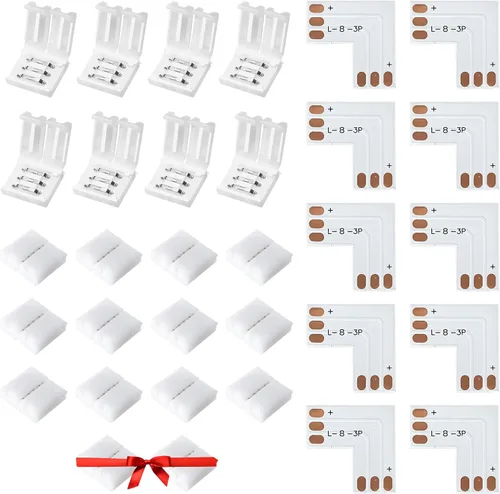 Miniatura 13 de JACKYLED Conectores de tira LED de 2 pines de 0.394 pulgadas para tiras de luces LED, kit total de 22 conectores de esquina para extensión