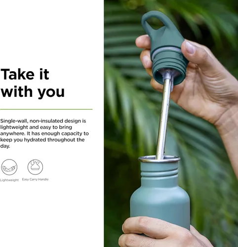 Miniatura 3 de Klean Kanteen Botella de Agua Clásica de 18 oz con Tapa Deportiva Flip Seal y Pajita - Boquilla y Tapa 100% a Prueba de Fugas - Material Duradero