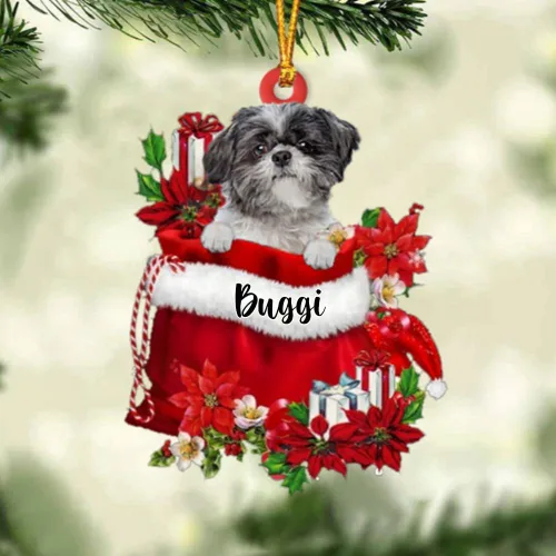 Miniatura 78 de Perro Akita Inu personalizado en bolsa de regalo, adorno de Navidad, nombre personalizado, regalo para amantes de los perros, familia, Navidad
