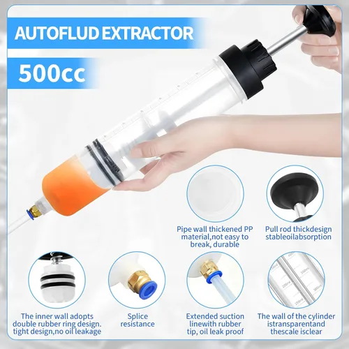 Miniatura 3 de Paquete de 2 Extractores de Fluido Automotriz de 500CC, Jeringa de Cambio de Aceite Manual con Manguera de Goma de 50cm, Transferencia Manual