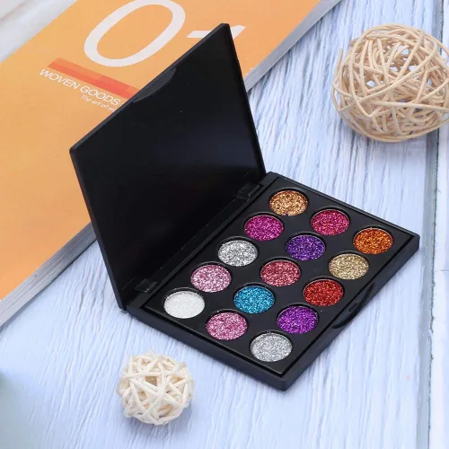 Miniatura 6 de Paleta de sombras de ojos, paleta de sombras de ojos con purpurina de 15 colores para cosplay, maquillaje de ojos, sombra de ojos brillante, polvo