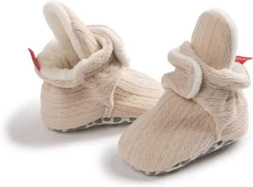 Miniatura 141 de Botines de forro polar para bebés, niños y niñas, pantuflas antideslizantes con agarre suave, zapatos de calcetín para recién nacidos, cuna