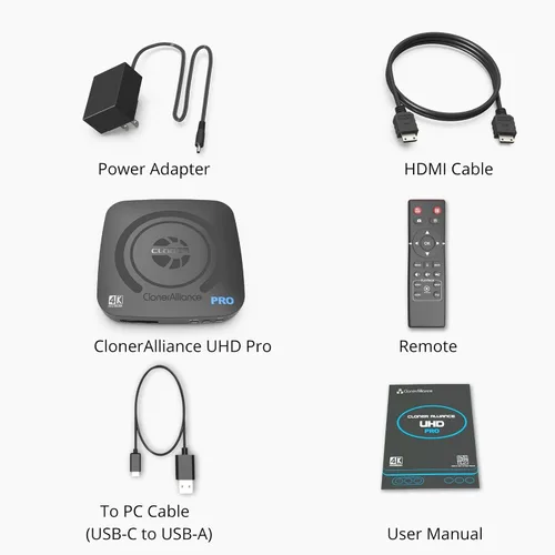 Miniatura 10 de ClonerAlliance UHD Pro, grabadora de video 4K, DVR de captura HDMI con códec H.265/H.264, grabación cinemática de 4K a 24 fps (hasta 4K @30 fps),