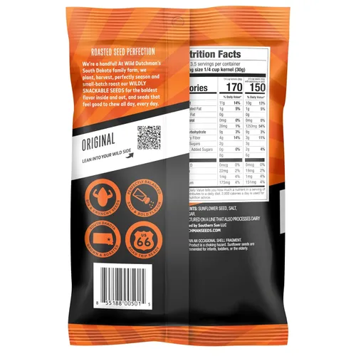 Miniatura 2 de Wild Dutchman Semillas de girasol tostadas en una bolsa resellable para una frescura definitiva y un fácil vertido, paquete de 6 sabores variados