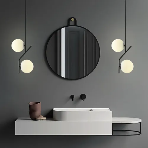 Miniatura 5 de SeeU Lámpara colgante de estilo moderno, lámpara de globo, lámpara colgante negra, lámpara colgante para isla Kithchen, comedor, dormitorio 2 luces