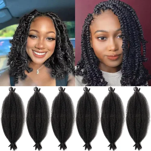 Miniatura 34 de Marley Twist - Cabello trenzado marrón Spring Twist de 18 pulgadas, cabello Marley para rastas suaves de imitación mariposa, cabello trenzado rizado