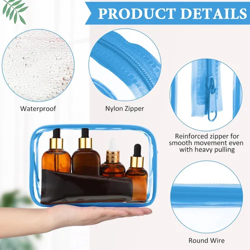 Miniatura 3 de Saintrygo Paquete de 18 bolsas de maquillaje transparentes de 7 x 5 de PVC, bolsas de plástico con cremallera, artículos de tocador portátiles