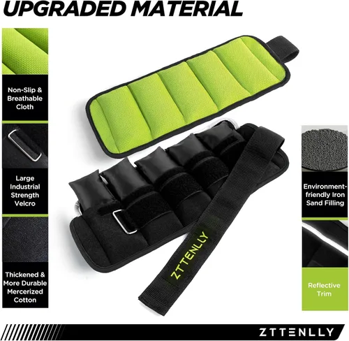 Miniatura 2 de Pesas ajustables para tobillo de 1-5/10/15/20 libras, par con bolsa de transporte, telas transpirables, ribete reflectante, entrenamiento de fuerza