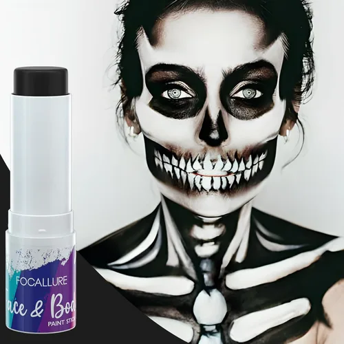 Miniatura 3 de FOCALLURE Barra de pintura facial y corporal, barra negra para deportes, kit de pintura facial profesional hipoalergénica, maquillaje
