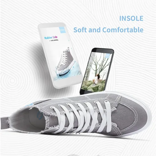 Miniatura 44 de Obtaom Zapatos de lona de alta calidad para mujer/hombre para jugar a media pantorrilla, zapatillas de deporte de moda casuales con cordones de alta