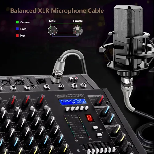 Miniatura 6 de Cable de micrófono XLR a XLR de 10 pies, cable XLR macho a hembra, cable de altavoz de micrófono blindado equilibrado de 3 pines, resorte de metal
