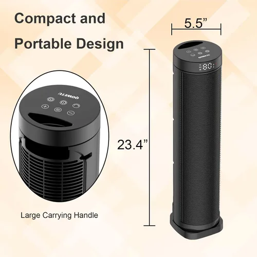 Miniatura 7 de Calentador de espacio extragrande, calentadores eléctricos de 1500 W para uso en interiores con termostato, oscilación de 70°, 5 modos, control