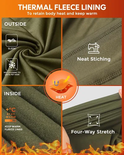 Miniatura 4 de CL convallaria Conjunto de ropa interior térmica para hombre con bragueta, capa base larga para invierno, equipo de caza, parte superior e inferior