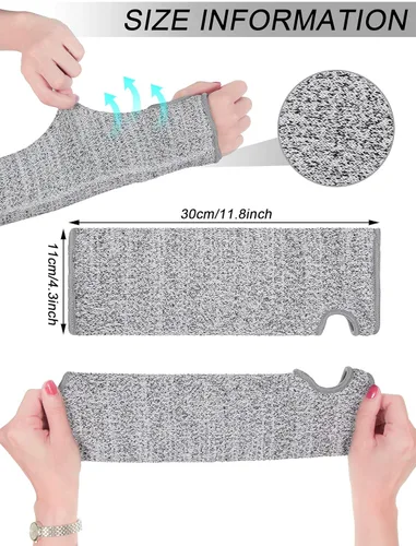 Miniatura 2 de SATINIOR Mangas protectoras resistentes a los cortes, mangas protectoras para brazos de seguridad con orificio para el pulgar para jardín y cocina