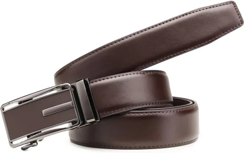 Miniatura 5 de Founders & C Cinturón para hombre, 2 unidades, vestido de cuero con trinquete con hebilla deslizante de 1 38 pulgadas en caja de regalo