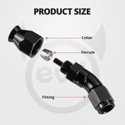 Miniatura 2 de EVIL ENERGY 3AN PTFE montaje extremo de manguera 30 grados negro para manguera de PTFE solamente