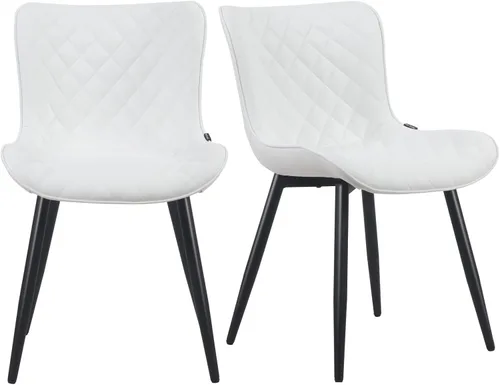 Miniatura 9 de YOUTASTE Juego de 2 sillas de comedor negras tapizadas de piel sintética con respaldo y patas de metal, sillas de cocina modernas de mediados