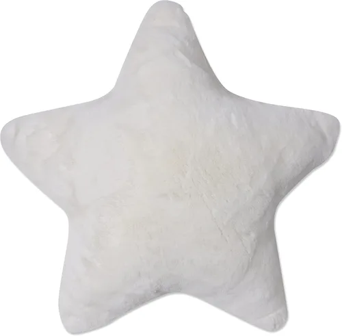 Pillow Perfect Almohada para interiores en estrella de piel sintética, color blanquecino, 16.5 x 16.5 pulgadas