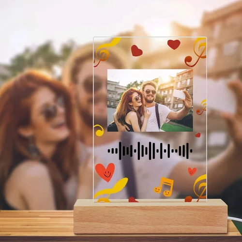 Miniatura 11 de Placa de arte musical personalizada con luz nocturna escaneable, cubierta de álbum de fotos, lámpara LED, regalo personalizado para el día