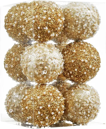 Miniatura 22 de 12 unidades de adornos de bolas de Navidad, adornos de bolas de Navidad en oro rosa, perlas de plástico irrompibles para colgar para fiestas