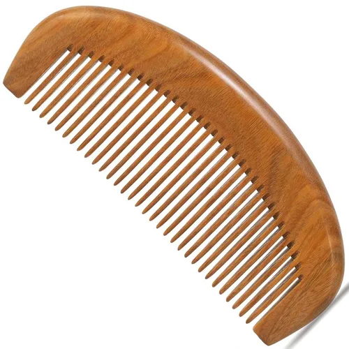 Miniatura 15 de Peine de madera con dientes anchos, peine para el cabello para mujeres, masaje del cuero cabelludo y distribuye aceites