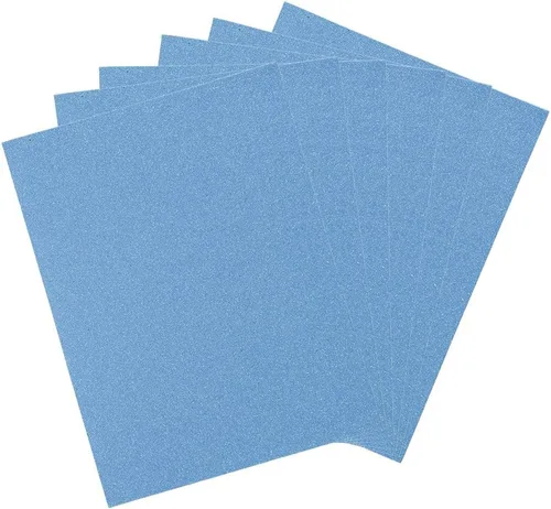 Mega Crafts 6 hojas metálicas de espuma EVA de 9 x 12 pulgadas, papeles con purpurina azul brillante con parte trasera adhesiva, álbumes de