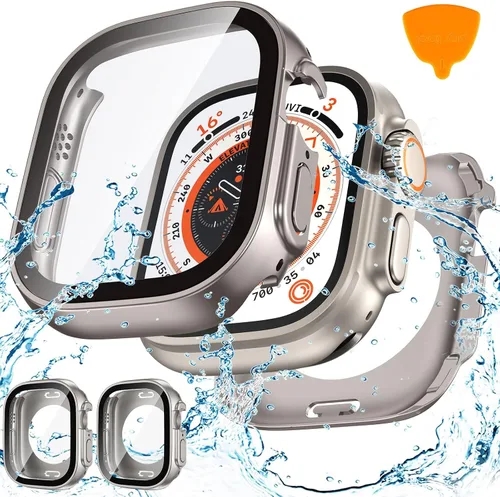 Miniatura 13 de Goton - 2 fundas para protector de pantalla de Apple Watch de 40 mm, series 6/5/4, SE 3/2/1, funda de protección de PC impermeable con vidrio