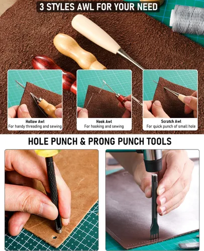Miniatura 6 de Nicpro Kit de herramientas de cuero de 85 piezas Kit de herramientas de trabajo de cuero con bolsa de almacenamiento personalizada, kit